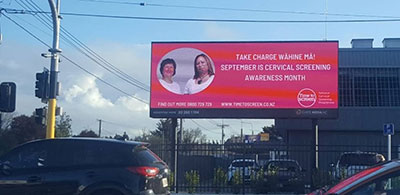 Roadside billboard promoting Cervical Screening Awareness Month. 