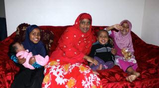 Hodan Mohamed and her children from left: Fatuma, 7, holding Zaynab, 5 weeks; Salman 22 months and Basra, 4. 