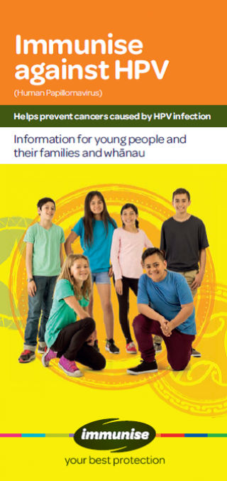 Immunise against HPV brochure, available to order from www.healthed.govt.nz